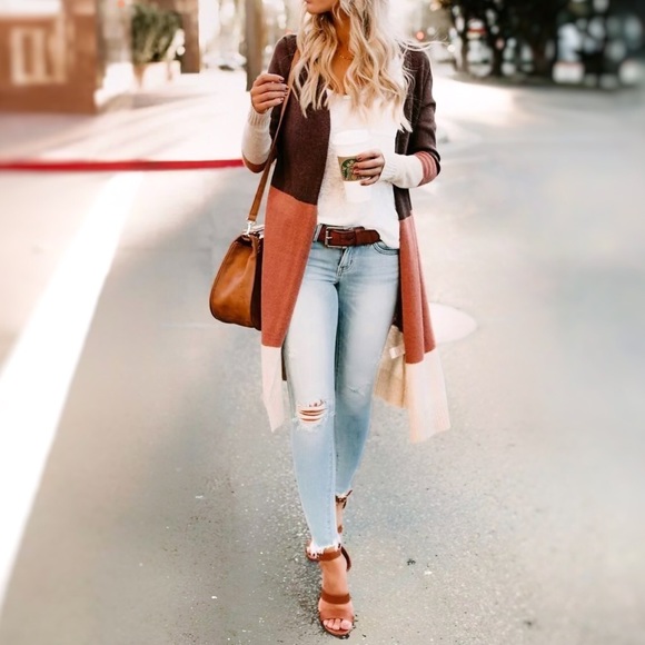 SOLD ⵗⵂⵗ Colorblock Cardigan Duster Sweater - Picture 6 of 8